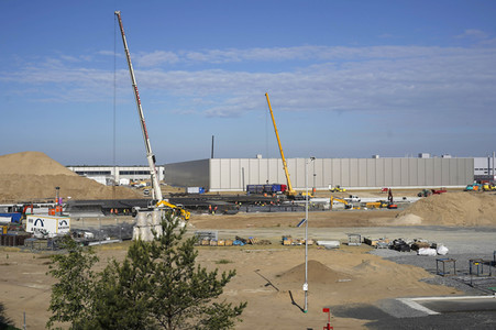 Baustelle der Tesla Gigafactory 4 in Grünheide