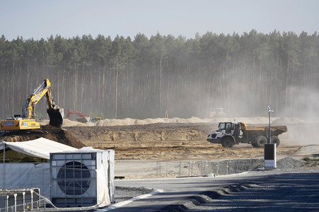 Baustelle der Tesla Gigafactory 4 in Grünheide