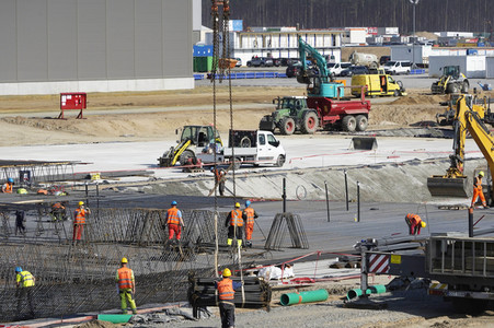 Baustelle der Tesla Gigafactory 4 in Grünheide