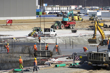 Baustelle der Tesla Gigafactory 4 in Grünheide