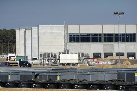 Baustelle der Tesla Gigafactory 4 in Grünheide