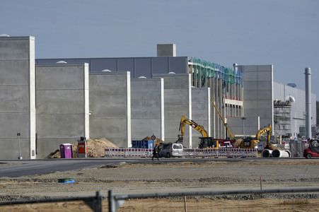 Baustelle der Tesla Gigafactory 4 in Grünheide