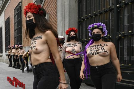 Femen Protest für die Freilassung von Juana Rivas in Madrid