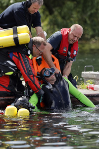 Rettungsübung von Feuerwehr und DLRG in Köln