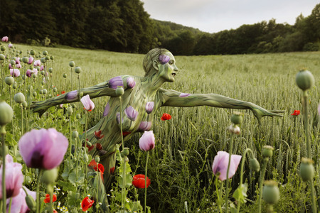 NATURE ART: Mohnfeld / Poppy Field Bodypainting