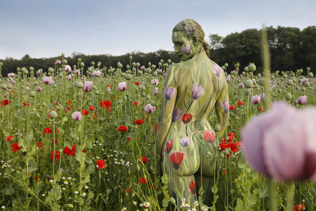 NATURE ART: Mohnfeld / Poppy Field Bodypainting