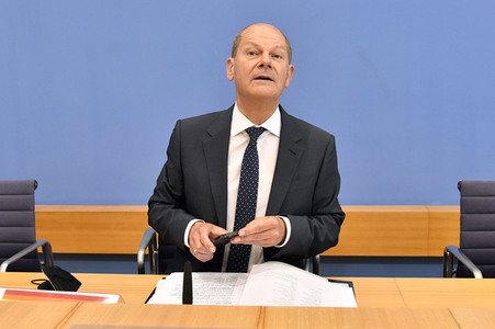 Pressekonferenz mit Olaf Scholz in Berlin