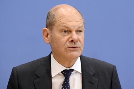 Pressekonferenz mit Olaf Scholz in Berlin