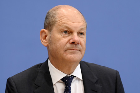Pressekonferenz mit Olaf Scholz in Berlin