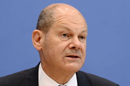 Pressekonferenz mit Olaf Scholz in Berlin