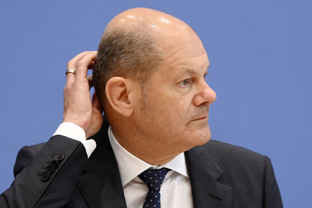 Pressekonferenz mit Olaf Scholz in Berlin