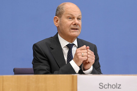 Pressekonferenz mit Olaf Scholz in Berlin