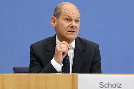Pressekonferenz mit Olaf Scholz in Berlin