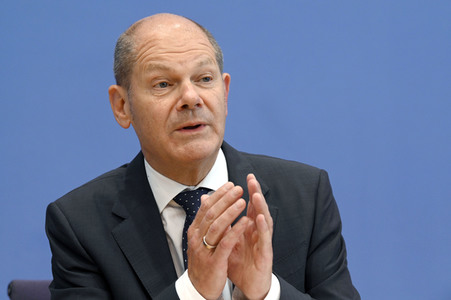 Pressekonferenz mit Olaf Scholz in Berlin