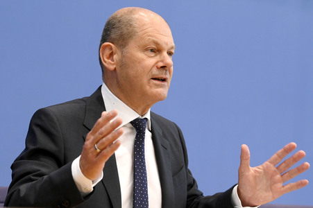 Pressekonferenz mit Olaf Scholz in Berlin