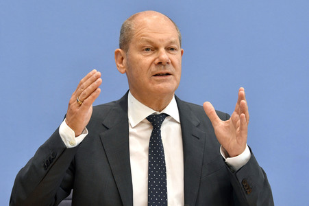 Pressekonferenz mit Olaf Scholz in Berlin