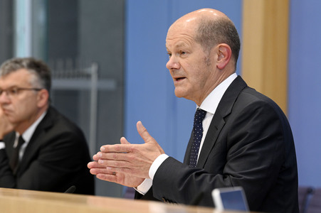 Pressekonferenz mit Olaf Scholz in Berlin