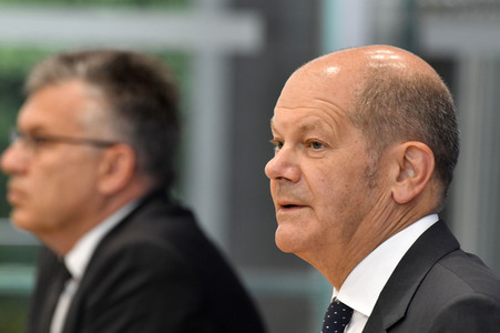 Pressekonferenz mit Olaf Scholz in Berlin