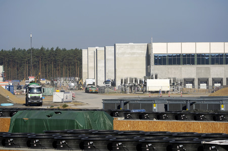 Baustelle der Tesla Gigafactory 4 in Grünheide