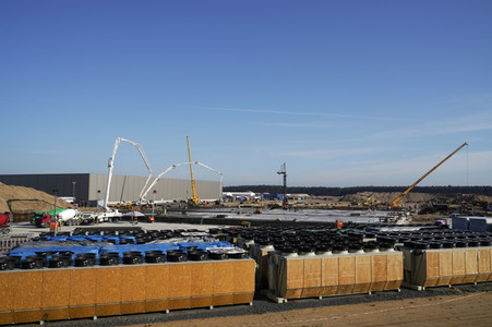 Baustelle der Tesla Gigafactory 4 in Grünheide