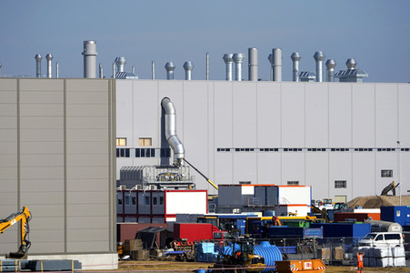 Baustelle der Tesla Gigafactory 4 in Grünheide