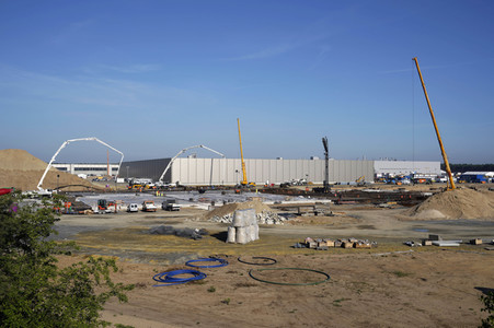 Baustelle der Tesla Gigafactory 4 in Grünheide