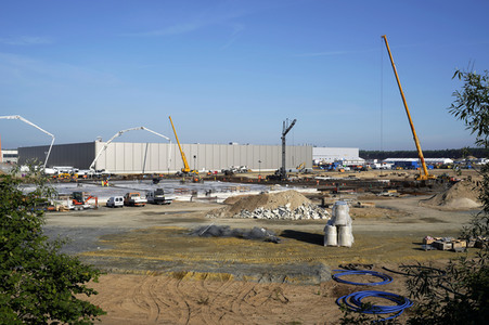 Baustelle der Tesla Gigafactory 4 in Grünheide