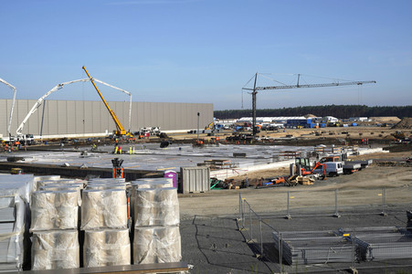 Baustelle der Tesla Gigafactory 4 in Grünheide