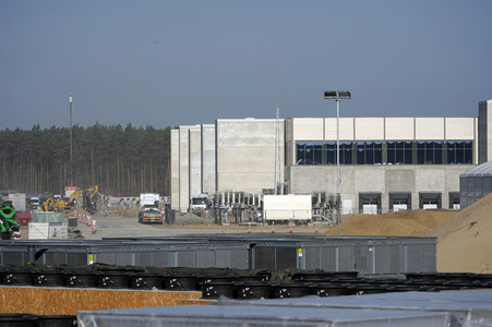 Baustelle der Tesla Gigafactory 4 in Grünheide
