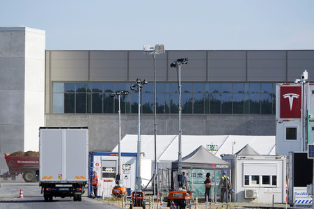 Baustelle der Tesla Gigafactory 4 in Grünheide