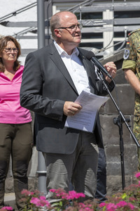 Pressestatement der Bundeskanzelrin nach ihrem Besuch im Hochwassergebiet in Adenau