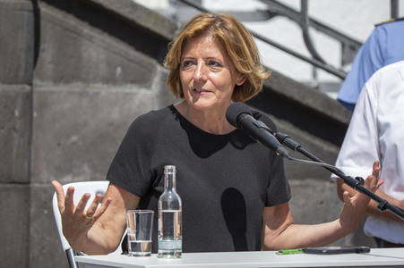 Pressestatement der Bundeskanzelrin nach ihrem Besuch im Hochwassergebiet in Adenau