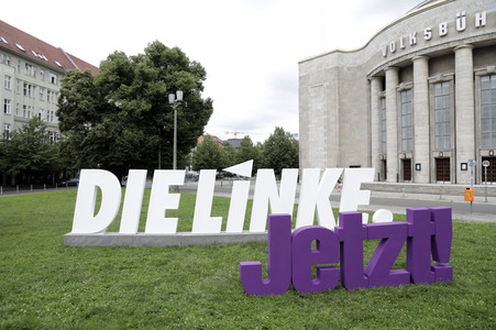 Pressetermin zur Plakatkampagne der Partei Die Linke zur Bundestagsswahl 2021 in Berlin