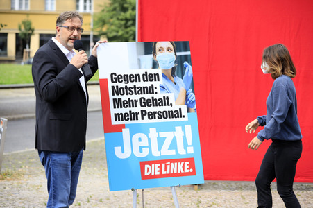Pressetermin zur Plakatkampagne der Partei Die Linke zur Bundestagsswahl 2021 in Berlin