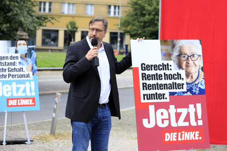 Pressetermin zur Plakatkampagne der Partei Die Linke zur Bundestagsswahl 2021 in Berlin