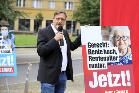 Pressetermin zur Plakatkampagne der Partei Die Linke zur Bundestagsswahl 2021 in Berlin