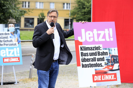 Pressetermin zur Plakatkampagne der Partei Die Linke zur Bundestagsswahl 2021 in Berlin