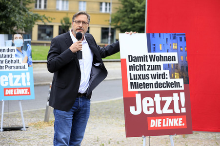 Pressetermin zur Plakatkampagne der Partei Die Linke zur Bundestagsswahl 2021 in Berlin