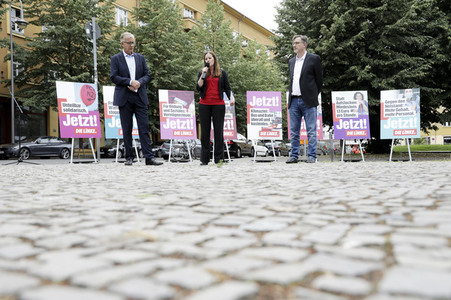 Pressetermin zur Plakatkampagne der Partei Die Linke zur Bundestagsswahl 2021 in Berlin