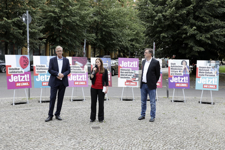 Pressetermin zur Plakatkampagne der Partei Die Linke zur Bundestagsswahl 2021 in Berlin