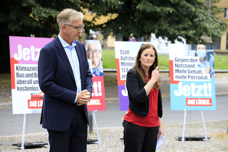 Pressetermin zur Plakatkampagne der Partei Die Linke zur Bundestagsswahl 2021 in Berlin