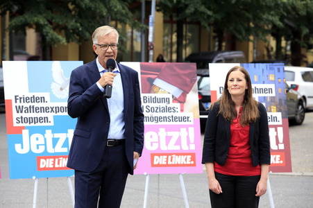 Pressetermin zur Plakatkampagne der Partei Die Linke zur Bundestagsswahl 2021 in Berlin