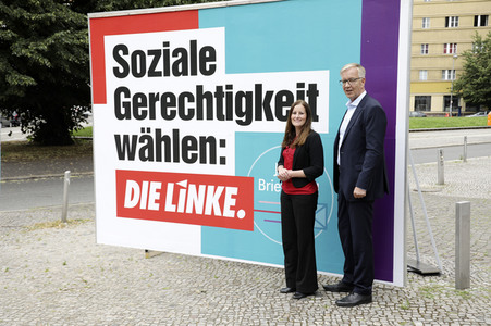 Pressetermin zur Plakatkampagne der Partei Die Linke zur Bundestagsswahl 2021 in Berlin