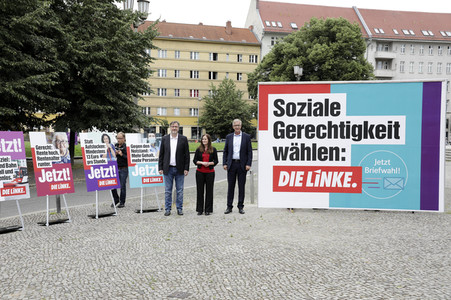 Pressetermin zur Plakatkampagne der Partei Die Linke zur Bundestagsswahl 2021 in Berlin