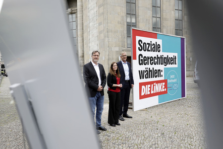 Pressetermin zur Plakatkampagne der Partei Die Linke zur Bundestagsswahl 2021 in Berlin