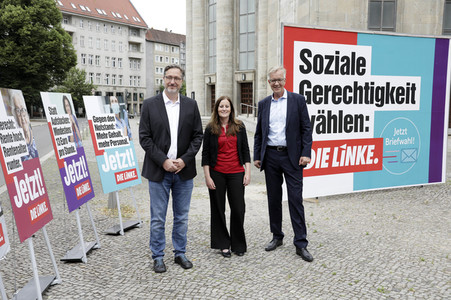 Pressetermin zur Plakatkampagne der Partei Die Linke zur Bundestagsswahl 2021 in Berlin