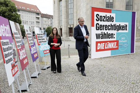 Pressetermin zur Plakatkampagne der Partei Die Linke zur Bundestagsswahl 2021 in Berlin
