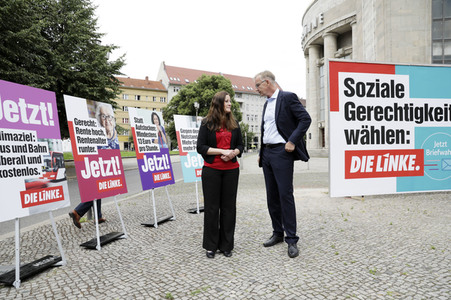 Pressetermin zur Plakatkampagne der Partei Die Linke zur Bundestagsswahl 2021 in Berlin