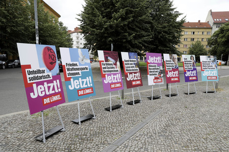 Pressetermin zur Plakatkampagne der Partei Die Linke zur Bundestagsswahl 2021 in Berlin