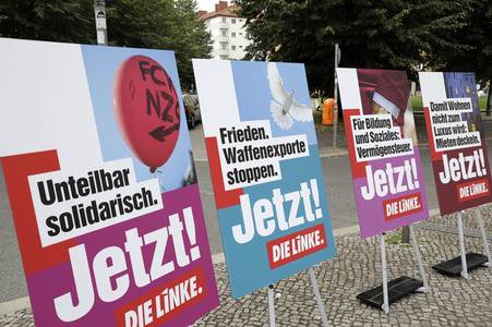 Pressetermin zur Plakatkampagne der Partei Die Linke zur Bundestagsswahl 2021 in Berlin